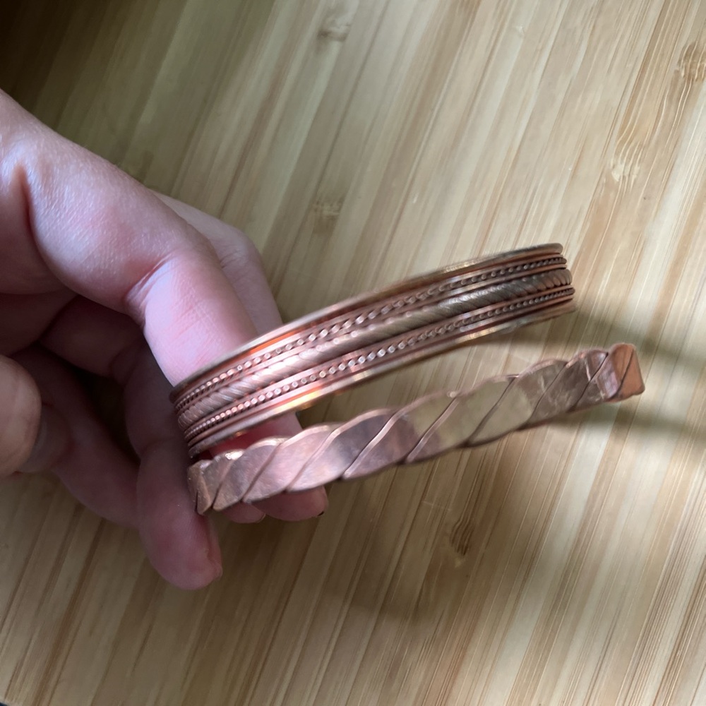 Elegant Copper Cuff Bracelet Duo